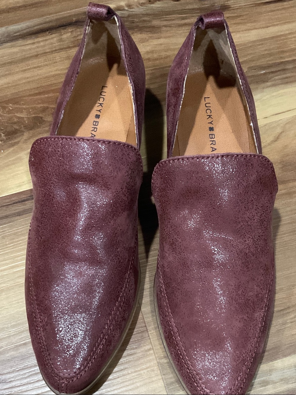 Lucky Brand Women's Wine-Burgundy Slip-On Loafers